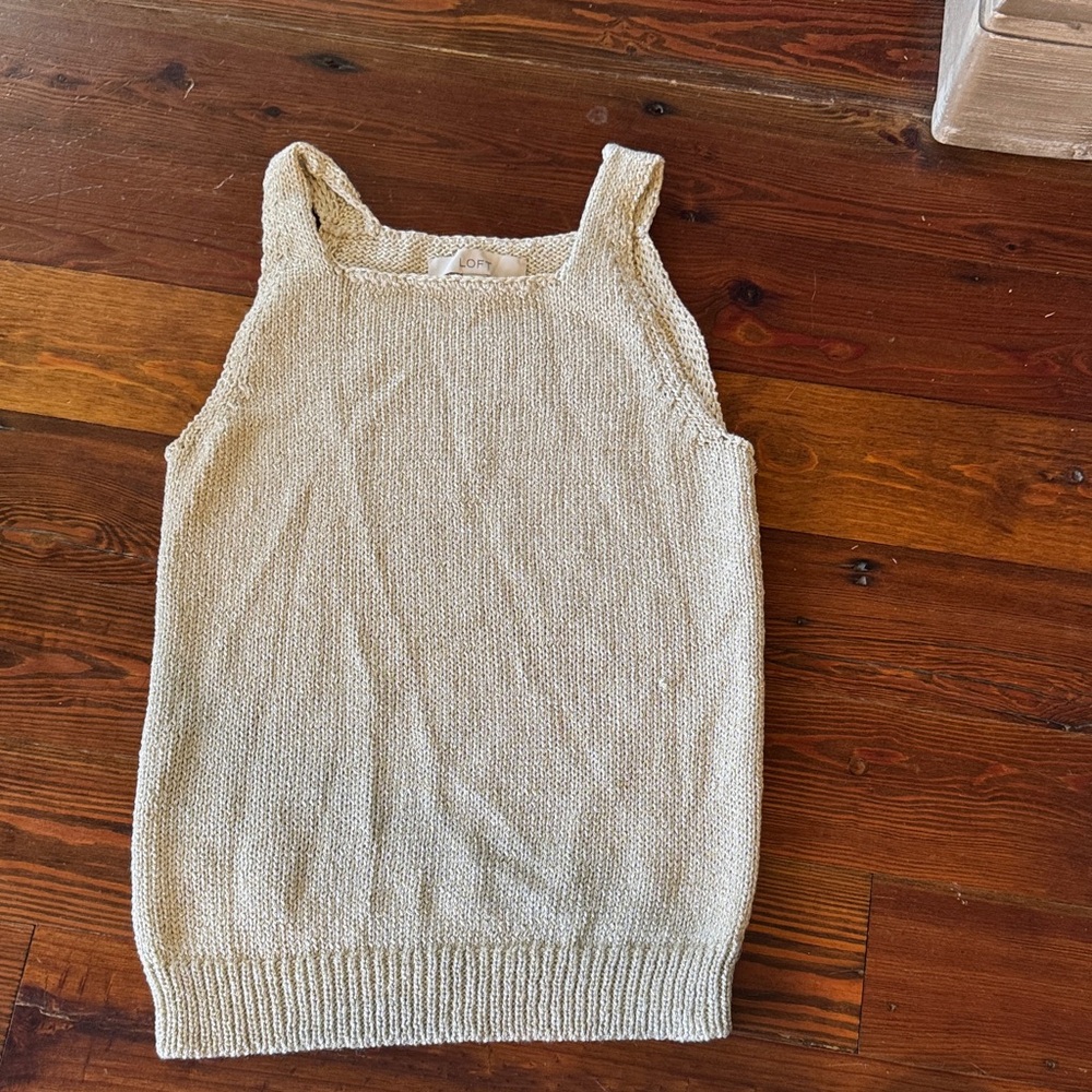 LOFT Cream Sleeveless Knit Top